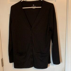 Lands End Black button up cardigan sweater medium